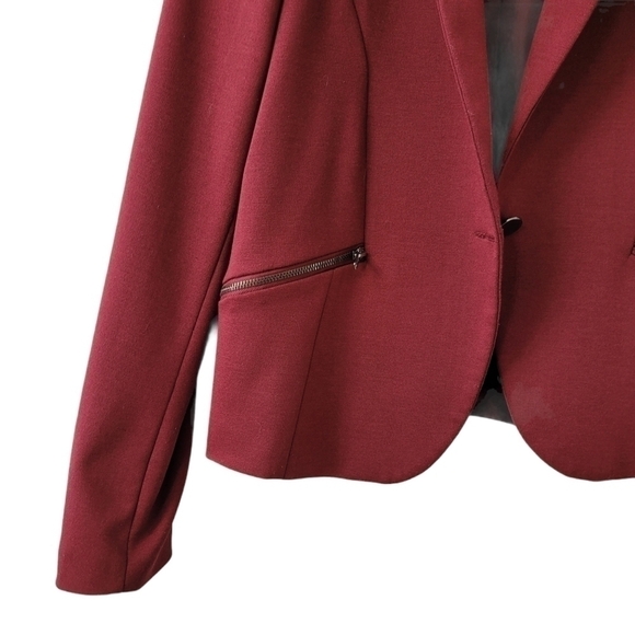 Burgundy Single Breasted Button Up Fitted Blazer Sz 6 - Picture 3 of 10